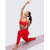 imageCRZ YOGA Butterluxe Ruched Sports Bras for Women  V Neck Spaghetti Thin Strap Y Back Wireless Padded Yoga Crop TopDeep Red