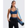 imageCRZ YOGA Butterluxe Ruched Sports Bras for Women  V Neck Spaghetti Thin Strap Y Back Wireless Padded Yoga Crop TopFrench Navy