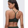imageCRZ YOGA Butterluxe Ruched Sports Bras for Women  V Neck Spaghetti Thin Strap Y Back Wireless Padded Yoga Crop TopLegend Green