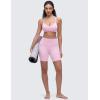 imageCRZ YOGA Butterluxe Ruched Sports Bras for Women  V Neck Spaghetti Thin Strap Y Back Wireless Padded Yoga Crop TopVita Pink