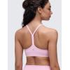 imageCRZ YOGA Butterluxe Ruched Sports Bras for Women  V Neck Spaghetti Thin Strap Y Back Wireless Padded Yoga Crop TopVita Pink