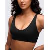 imageCRZ YOGA Butterluxe Soft Double Lined Sports Bras for Women  Scoop Neck Adjustable Straps Yoga Crop Top Non PaddedBlack