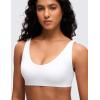 imageCRZ YOGA Butterluxe Soft Double Lined Sports Bras for Women  Scoop Neck Adjustable Straps Yoga Crop Top Non PaddedWhite