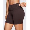 imageCRZ YOGA Butterluxe Super High Waist Biker Shorts 6quot Yoga Workout Womens Buttery Soft Over BellyHot Fudge Brown