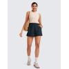 imageCRZ YOGA Linerless Relaxed Casual Shorts for Women 3quot  High Waisted for Lounge Athletic Golf with PocketsTrue Navy