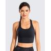 imageCRZ YOGA Naked Feeling Criss Cross Longline Sports Bras for Women  Wirefree Padded Strappy Yoga Cropped TopsBlack