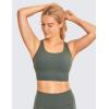 imageCRZ YOGA Naked Feeling Criss Cross Longline Sports Bras for Women  Wirefree Padded Strappy Yoga Cropped TopsGrey Sage