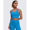 imageCRZ YOGA Naked Feeling Criss Cross Longline Sports Bras for Women  Wirefree Padded Strappy Yoga Cropped TopsMadagascar Blue