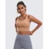 imageCRZ YOGA Naked Feeling Criss Cross Longline Sports Bras for Women  Wirefree Padded Strappy Yoga Cropped TopsMocha Mousse