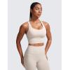 imageCRZ YOGA Naked Feeling Criss Cross Longline Sports Bras for Women  Wirefree Padded Strappy Yoga Cropped TopsMojave Tan