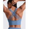 imageCRZ YOGA Naked Feeling Criss Cross Longline Sports Bras for Women  Wirefree Padded Strappy Yoga Cropped TopsOasis Blue