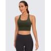 imageCRZ YOGA Naked Feeling Criss Cross Longline Sports Bras for Women  Wirefree Padded Strappy Yoga Cropped TopsOlive Green