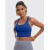 imageCRZ YOGA Naked Feeling Criss Cross Longline Sports Bras for Women  Wirefree Padded Strappy Yoga Cropped TopsWaves Blue