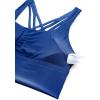 imageCRZ YOGA Naked Feeling Criss Cross Longline Sports Bras for Women  Wirefree Padded Strappy Yoga Cropped TopsWaves Blue