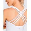 imageCRZ YOGA Naked Feeling Criss Cross Longline Sports Bras for Women  Wirefree Padded Strappy Yoga Cropped TopsWhite