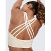 imageCRZ YOGA Naked Feeling Criss Cross Longline Sports Bras for Women  Wirefree Padded Strappy Yoga Cropped TopsWhite Apricot