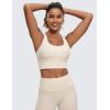 imageCRZ YOGA Naked Feeling Criss Cross Longline Sports Bras for Women  Wirefree Padded Strappy Yoga Cropped TopsWhite Apricot