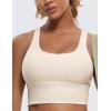 imageCRZ YOGA Naked Feeling Criss Cross Longline Sports Bras for Women  Wirefree Padded Strappy Yoga Cropped TopsWhite Apricot