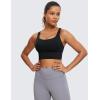 imageCRZ YOGA Naked Feeling Strappy Longline Sports Bras for Women  Medium Impact Criss Cross Yoga Padded Workout Crop TopBlack