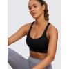 imageCRZ YOGA Naked Feeling Strappy Longline Sports Bras for Women  Medium Impact Criss Cross Yoga Padded Workout Crop TopBlack
