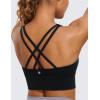 imageCRZ YOGA Naked Feeling Strappy Longline Sports Bras for Women  Medium Impact Criss Cross Yoga Padded Workout Crop TopBlack