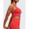 imageCRZ YOGA Naked Feeling Strappy Longline Sports Bras for Women  Medium Impact Criss Cross Yoga Padded Workout Crop TopCrimson