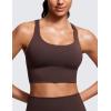 imageCRZ YOGA Naked Feeling Strappy Longline Sports Bras for Women  Medium Impact Criss Cross Yoga Padded Workout Crop TopHot Fudge Brown