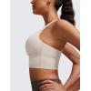 imageCRZ YOGA Naked Feeling Strappy Longline Sports Bras for Women  Medium Impact Criss Cross Yoga Padded Workout Crop TopMojave Tan