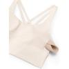 imageCRZ YOGA Naked Feeling Strappy Longline Sports Bras for Women  Medium Impact Criss Cross Yoga Padded Workout Crop TopMojave Tan