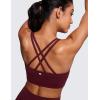 imageCRZ YOGA Naked Feeling Strappy Longline Sports Bras for Women  Medium Impact Criss Cross Yoga Padded Workout Crop TopRed Merlot
