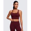 imageCRZ YOGA Naked Feeling Strappy Longline Sports Bras for Women  Medium Impact Criss Cross Yoga Padded Workout Crop TopRed Merlot