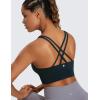 imageCRZ YOGA Naked Feeling Strappy Longline Sports Bras for Women  Medium Impact Criss Cross Yoga Padded Workout Crop TopTrue Navy