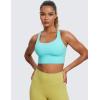 imageCRZ YOGA Naked Feeling Strappy Longline Sports Bras for Women  Medium Impact Criss Cross Yoga Padded Workout Crop TopTurquoise
