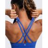 imageCRZ YOGA Naked Feeling Strappy Longline Sports Bras for Women  Medium Impact Criss Cross Yoga Padded Workout Crop TopWaves Blue