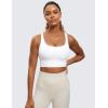 imageCRZ YOGA Naked Feeling Strappy Longline Sports Bras for Women  Medium Impact Criss Cross Yoga Padded Workout Crop TopWhite