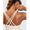 imageCRZ YOGA Naked Feeling Strappy Longline Sports Bras for Women  Medium Impact Criss Cross Yoga Padded Workout Crop TopWhite Apricot