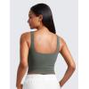 imageCRZ YOGA Ribbed Henley Crop Tank Tops for Women  Square Back Padded Yoga Workout Longline Sports BrasGrey Sage