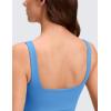 imageCRZ YOGA Ribbed Henley Crop Tank Tops for Women  Square Back Padded Yoga Workout Longline Sports BrasParty Blue