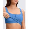 imageCRZ YOGA Ribbed Henley Crop Tank Tops for Women  Square Back Padded Yoga Workout Longline Sports BrasParty Blue