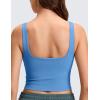 imageCRZ YOGA Ribbed Henley Crop Tank Tops for Women  Square Back Padded Yoga Workout Longline Sports BrasParty Blue