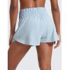 imageCRZ YOGA Ruffle Skirt Overlay Athletic Shorts for Women  High Waisted Flowy for Workout Running Tennis with Zip PocketBlue Linen