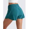 imageCRZ YOGA Ruffle Skirt Overlay Athletic Shorts for Women  High Waisted Flowy for Workout Running Tennis with Zip PocketBorealis Green