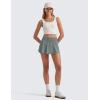 imageCRZ YOGA Ruffle Skirt Overlay Athletic Shorts for Women  High Waisted Flowy for Workout Running Tennis with Zip PocketGrey Sage