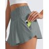 imageCRZ YOGA Ruffle Skirt Overlay Athletic Shorts for Women  High Waisted Flowy for Workout Running Tennis with Zip PocketGrey Sage
