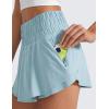 imageCRZ YOGA Ruffle Skirt Overlay Athletic Shorts for Women  High Waisted Flowy for Workout Running Tennis with Zip PocketLight Grayish Blue
