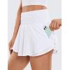 imageCRZ YOGA Ruffle Skirt Overlay Athletic Shorts for Women  High Waisted Flowy for Workout Running Tennis with Zip PocketWhite