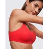 imageCRZ YOGA Softhold Double Lined Scoop Neck Bralette  Womens Adjustable Straps Cami Wireless Sleep TShirt Everyday BraDeep Red