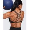 imageCRZ YOGA Womens Naked Feeling Criss Cross Sports Bra  Strappy Back Padded Medium Support Wireless Gym Cami Workout YogaBlack