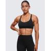 imageCRZ YOGA Womens Naked Feeling Criss Cross Sports Bra  Strappy Back Padded Medium Support Wireless Gym Cami Workout YogaBlack