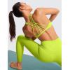 imageCRZ YOGA Womens Naked Feeling Criss Cross Sports Bra  Strappy Back Padded Medium Support Wireless Gym Cami Workout YogaChartreuse